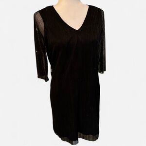 Oak + Fort NEW Black Shimmer Overlay Little Dress Lined Women’s Sz Small